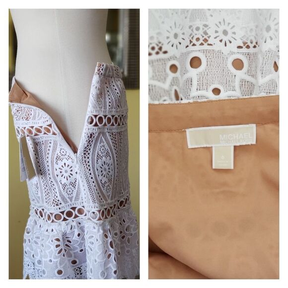 Michael Kors Medallion White Lace Lined Skirt - Picture 6 of 8